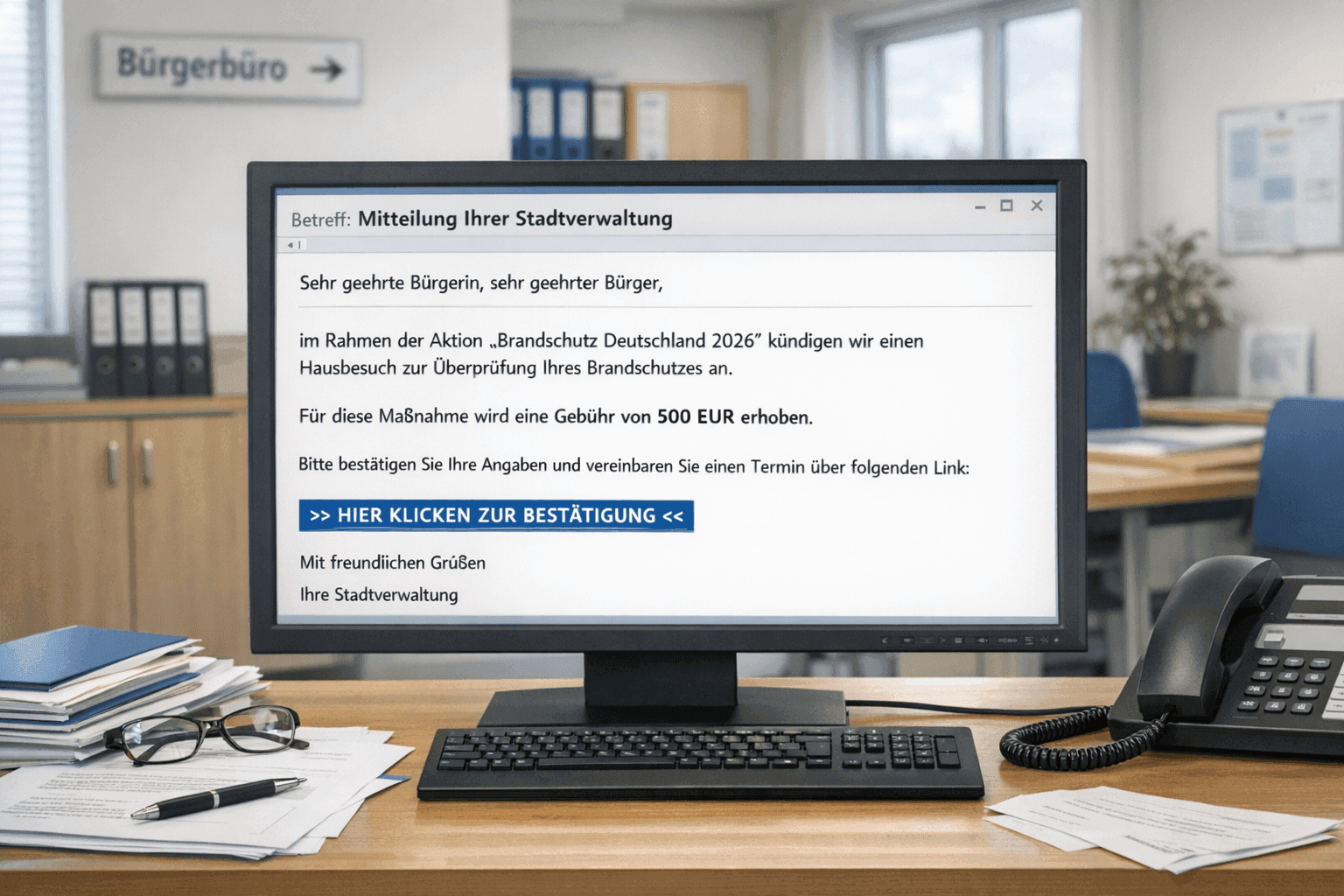 Stadt warnt vor perfider Phishing-Mail