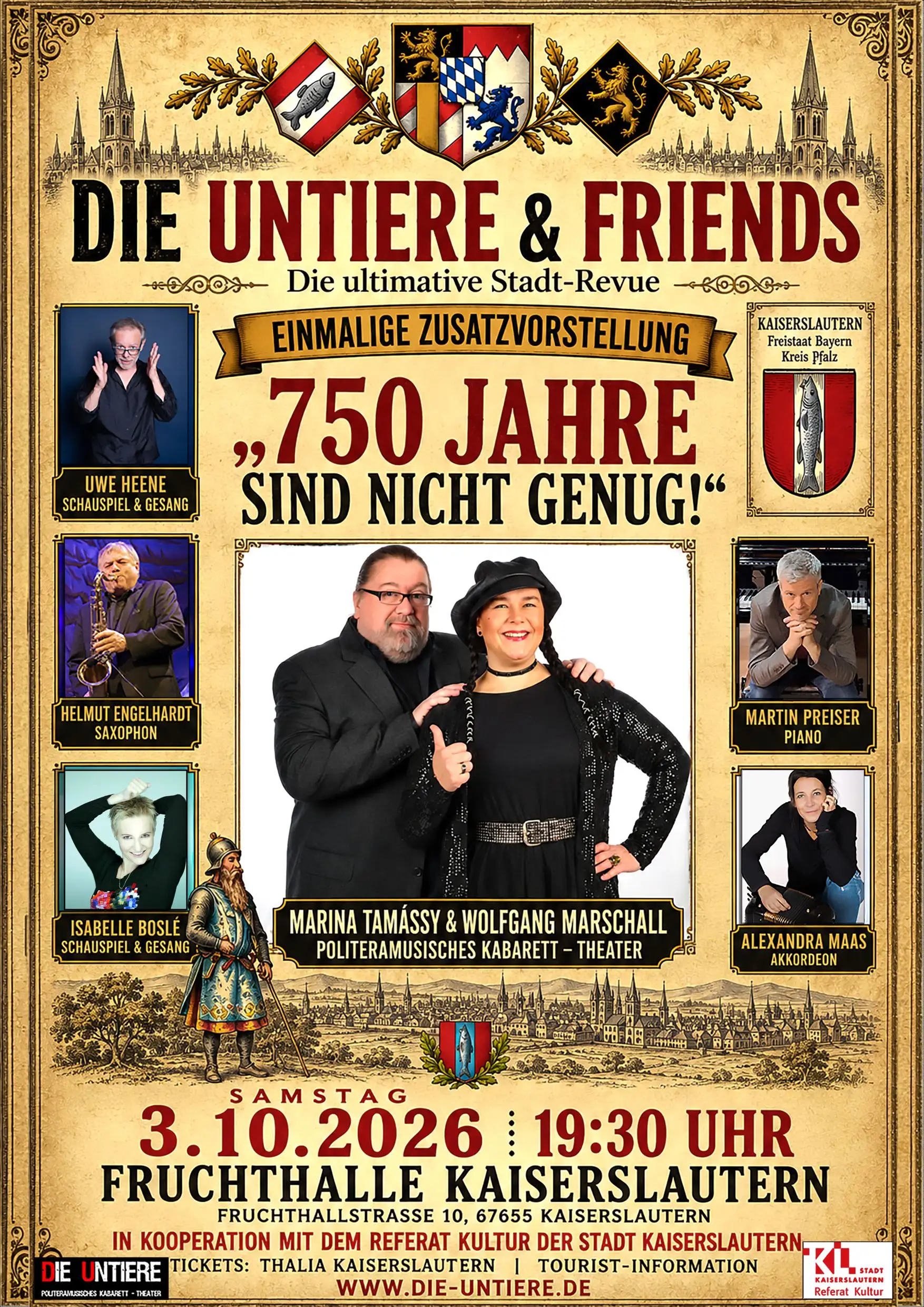 Plakat im DIN-Format mit dem Titel „DIE UNTIERE & FRIENDS“.