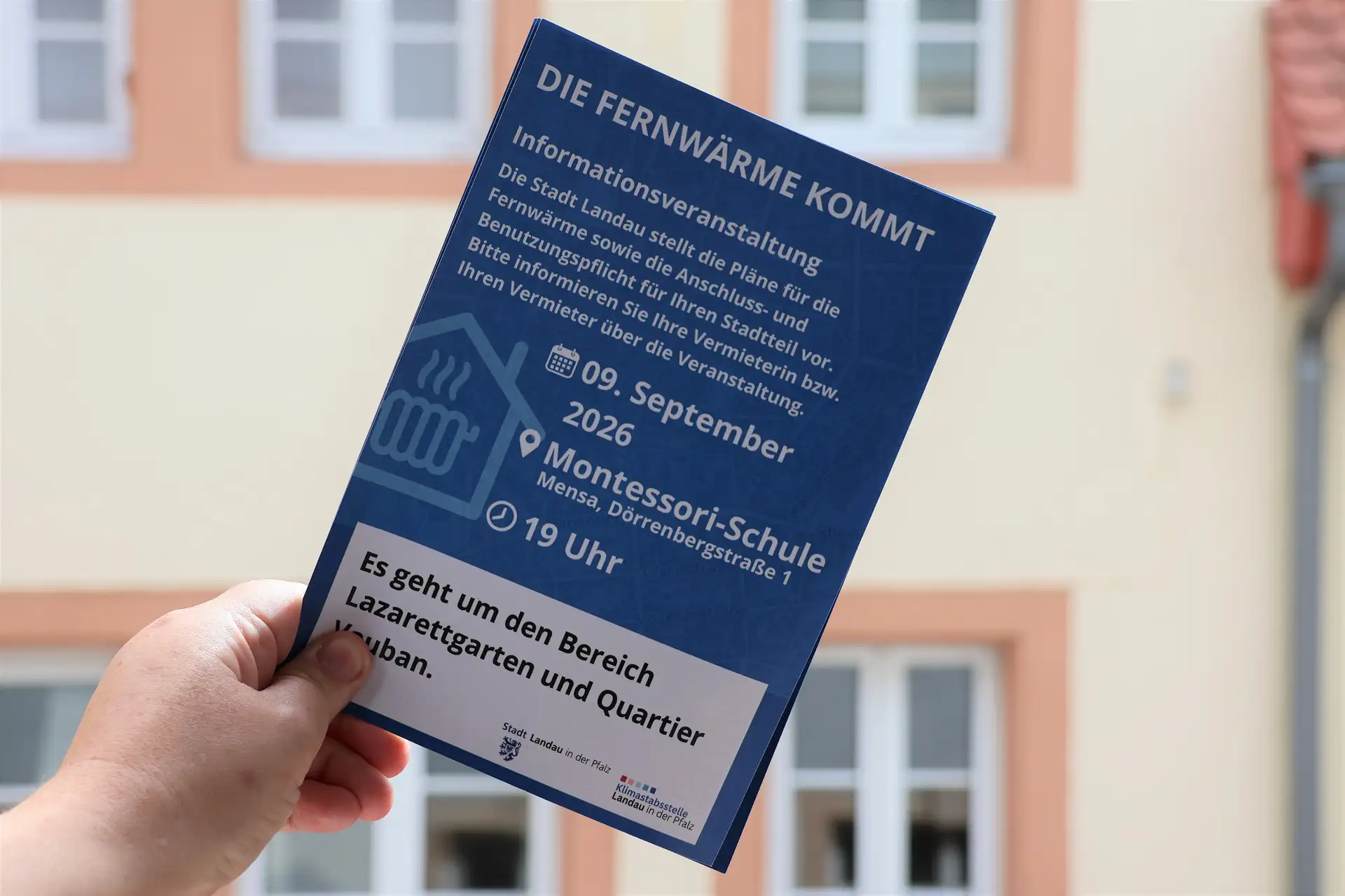 Bei der ersten Veranstaltung geht es um die Pläne für die Fernwärmeversorgung im Bereich Lazarettgarten und Quartier Vauban. (Quelle: Stadt Landau) Pressemitteilung der Stadt Landau in der Pfalz. Bitte stets als