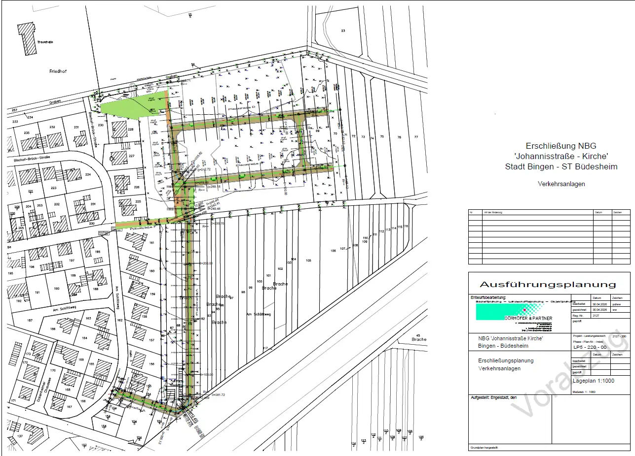 Erschließung des Neubaugebiets „NBG Johannisstraße“ in Bingen-Büdesheim: Start mit Tief- und Straßenbauarbeiten